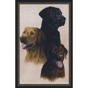  Wildlife Area Rug Trio of Labradors ( x 8 ft,3 Labs c707 