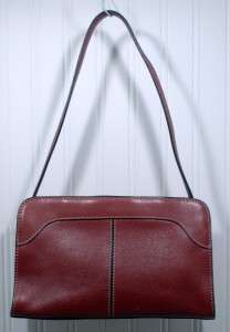 Adrienne Vittadini Small Red Leather Handbag Purse Very Nice Classic 