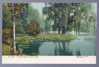 1900s Albany, NY postcard View of Washington Park Lake  