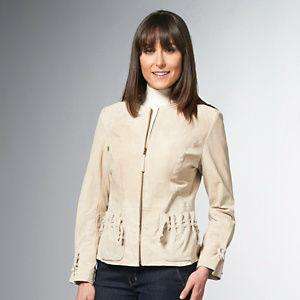 Chi by Falchi Washable Suede Jacket with Pockets & Zipper STONE L 