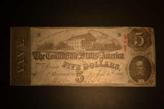 Confederate Note  April 6, 1863 T60. Fine. Cut Cancelled.  