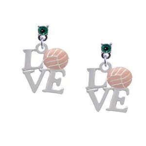 Silver Love with Pink Volleyball or Water Polo Ball Emerald Swarovski 