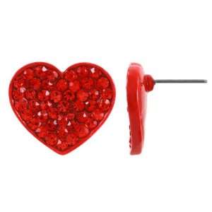  Amors Rhinestone Stud Heart Earrings   Red Jewelry