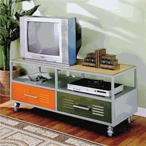 Kids TV Media Console Table in Silver Finish   Teen Trends Collection
