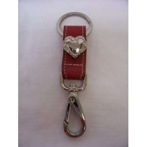  Red Faux Leather Lizard Grain Heart Key Ring Everything 