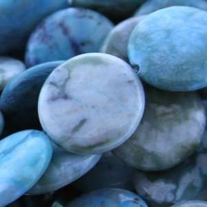 Turquoise Jasper  Disc Puffy   20mm Diameter, Sold by 7 Inch Strand 