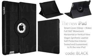 New iPad 3 360 Rotating Leather Case Smart Cover Stand Apple iPad 2 