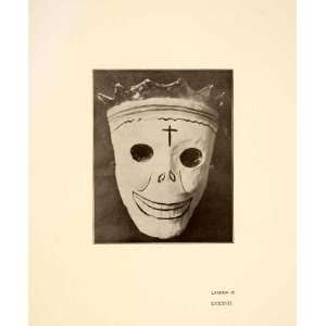  1926 Print Ancient Human Skull Tribal Mask Mexico City 