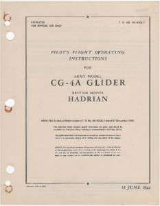 1944 AAF WACO CG 4A CARGO GLIDER PILOTS FLIGHT MANUAL AIRCRAFT 