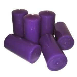  3 x 6 Purple Unscented Pillar Candles Set of 6: Home 