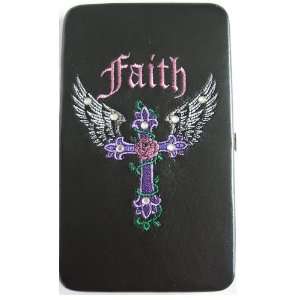   Angel Wings and Rose Embroidery Tattoo Flat Frame Wallet: Everything