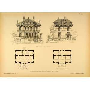  1894 Villa Schonberger Abbazia Architecture Plans Print 