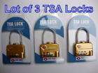 LOT OF 3   TSA APPROVED 3 DIAL CABLE LUGGAGE LOCK  GOLD