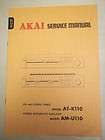 Vtg Akai Service/Repair Manual~AT K110 Tuner AM U110 Amplifier~Orig 