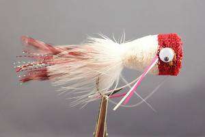 Deer Hair Bass bug popper, fly fishing flies, Red White, Pike, mouches 