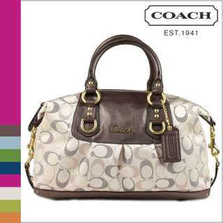 Coach 20267 Ashley 3 Color Metallic Signature Satchel Bag Purse Bronze 