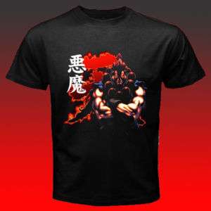 New Akuma Gouki Kanji Street Fighter 4 Black T shirt  