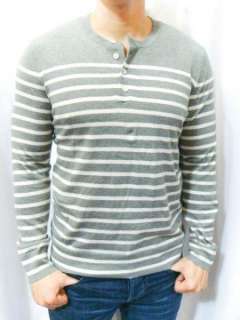 VINCE Mens Brenton Stripe Henley Soft Thermal Sweater  