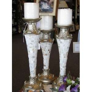 Vintage Verandah Brand Coquille Mother of Pearl Pillar Candle Holder 
