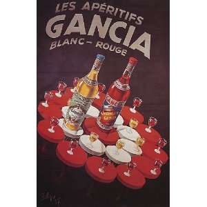 LES APERITIFS GANCIA BLANC ROUGE FRENCH FRANCE VINTAGE POSTER CANVAS 
