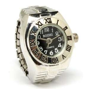: Nine Black Face Round Ring Watch with Roman Numeral Symbols Around 
