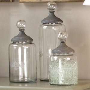 Etched Glass Apothecary Jars 