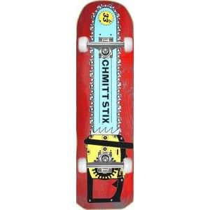  Schmitt Stix Chainsaw Complete Skateboard   10x33 Red W 