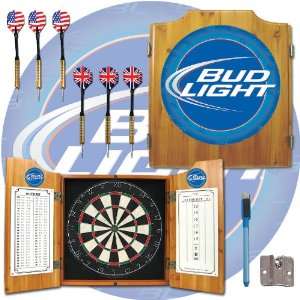  Bud Light Dart Cabinet with Darts and Dartboard Sports 