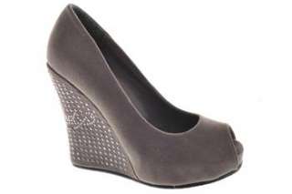   Christian Audigier NEW Embellished Veva Womens Wedges Sandals Gray 5