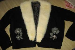 Vintage Black Cashmere Sweater w/Removable Mink Collar Scotland by 