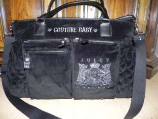 NWT JUICY COUTURE large black baby diaper travel bag tote + extras 