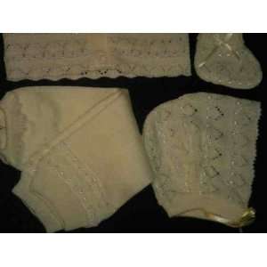 com Aqua soft green 6 Pc Knit Crochet Baby Set Blanket Pants Sweater 