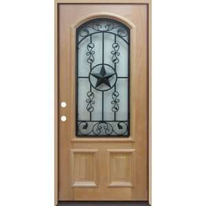  3/4 Arch Grille Mahogany Wood Entry Door #50 Star, Right 