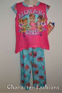ALVIN AND THE CHIPMUNKS Pajamas Size 4 5 6 6X 7 8 10 12 CHIPETTES 