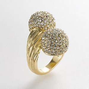  ELLE BIJOUX Gold Tone Simulated Crystal Pave Ring Jewelry