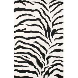   USA Hand Made Wool Zebra Print 6 Round black Area Rug: Home & Kitchen