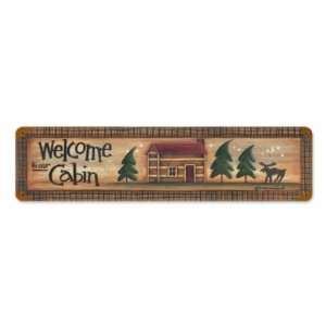  Welcome Cabin Vintage Metal Sign Home: Home & Kitchen