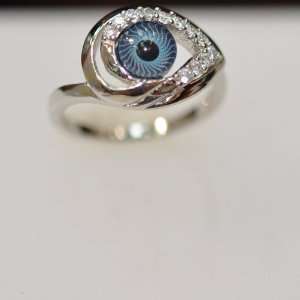  Silver & Cz Evil Eye Ring: Jewelry