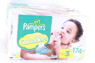 NEW PAMPERS SWADDLERS DIAPERS ECONOMY PACK PLUS SIZE 3, 174 COUNT 