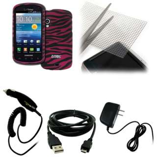   Pink Zebra+USB+Generic LCD Guard+2X Chargers for Samsung Stratosphere