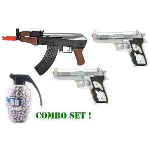 Airsoft Gun Combo Set Spring AK47 Stubby Killer FPS 240 High Capacity 