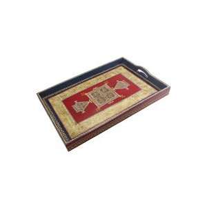  Indian Home Accent, Hand Painted Red Decorative Tray 