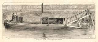 Steam Driven River English Dredging Boat 1890 Print  