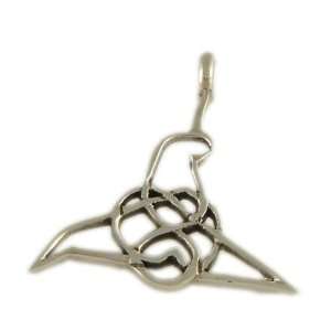 Celtic Knot Warrior Yoga Pose Pendant in Sterling Silver