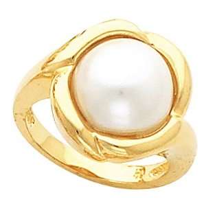  18K Yellow Gold Mabe Pearl Ring   12.00mm: Jewelry