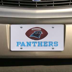  Carolina Panthers Mirrored License Plate w/ Domed Football 