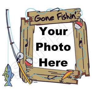 Gone Fishing Photo Frame Edible Cake Topper Deco Image  