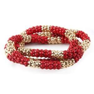  Three in One Red and Gold Snake Fashion Bracelet   Lead 
