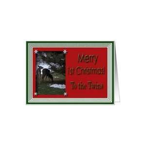  Merry 1st Christmas to the Twins, Twin Deer Card: Health 