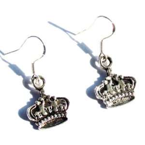  Silver Queen / Princess Crown Earrings Fashion Jewelry 